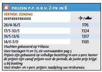 Coast to Coast - prijzen overzicht